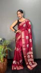 TRADITIONAL COTTON CREPE BATIK PRINTED ZARI WEAVING BOREDR WORK SAREE WITH UNSTITCHED BLOUSE PARTY WEAR WHOLESALE PRICE ETHNIC GARMENT (7)