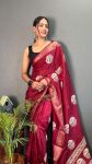 TRADITIONAL COTTON CREPE BATIK PRINTED ZARI WEAVING BOREDR WORK SAREE WITH UNSTITCHED BLOUSE PARTY WEAR WHOLESALE PRICE ETHNIC GARMENT (7)
