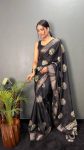 TRADITIONAL COTTON CREPE BATIK PRINTED ZARI WEAVING BOREDR WORK SAREE WITH UNSTITCHED BLOUSE PARTY WEAR WHOLESALE PRICE ETHNIC GARMENT (10)