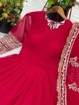 TRADITIONAL GEORGETTE EMBROIDERY SEQUENCE WORK GOWN BOTTOM WITH DUPATTA PARTY WEAR WHOLESALE PRICE ETHNIC GARMENT (3)