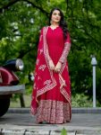 TRADITIONAL GEORGETTE EMBROIDERY SEQUENCE WORK GOWN BOTTOM WITH DUPATTA PARTY WEAR WHOLESALE PRICE ETHNIC GARMENT (3)
