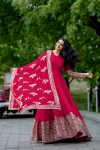 TRADITIONAL GEORGETTE EMBROIDERY SEQUENCE WORK GOWN BOTTOM WITH DUPATTA PARTY WEAR WHOLESALE PRICE ETHNIC GARMENT (3)