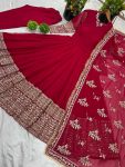 TRADITIONAL GEORGETTE EMBROIDERY SEQUENCE WORK GOWN BOTTOM WITH DUPATTA PARTY WEAR WHOLESALE PRICE ETHNIC GARMENT (3)