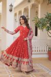 TRADITIONAL GEORGETTE ZARI EMBROIDERY SEQUENCE WORK GOWN WITH DUPATTA PARTY WEAR WHOLESALE PRICE ETHNIC GARMENT (2)