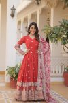 TRADITIONAL GEORGETTE ZARI EMBROIDERY SEQUENCE WORK GOWN WITH DUPATTA PARTY WEAR WHOLESALE PRICE ETHNIC GARMENT (2)