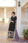 TRADITIONAL GEORGETTE ZARI EMBROIDERY SEQUENCE WORK GOWN WITH DUPATTA PARTY WEAR WHOLESALE PRICE ETHNIC GARMENT (3)