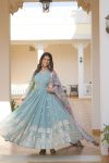 TRADITIONAL GEORGETTE ZARI EMBROIDERY SEQUENCE WORK GOWN WITH DUPATTA PARTY WEAR WHOLESALE PRICE ETHNIC GARMENT (9)