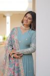 TRADITIONAL GEORGETTE ZARI EMBROIDERY SEQUENCE WORK GOWN WITH DUPATTA PARTY WEAR WHOLESALE PRICE ETHNIC GARMENT (9)