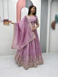 TRADITIONAL GOLD CRUSH EMBROIDERY THREAD SEQUENCE WORK LEHENGA CHOLI WITH DUPATTA PARTY WEAR WHOLESALE PRICE ETHNIC GARMENT (4)