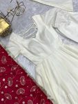 TRADITIONAL VICHITRA SILK FLAIRED PLAIN GOWN BOTTOM WITH EMBROIDERY ZARI LACE WORK DUPATTA PARTY WEAR WHOLESALE PRICE ETHNIC GARMENT (55)