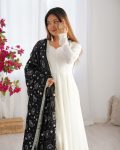 TRADITIONAL VICHITRA SILK FLAIRED PLAIN GOWN BOTTOM WITH EMBROIDERY ZARI LACE WORK DUPATTA PARTY WEAR WHOLESALE PRICE ETHNIC GARMENT (62)