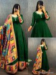 TRADITIONAL VISCOSE GEORGETTE EMBROIDERY HAND WORK WITH TUSSER SILK BOREDR GOWN WITH DIGITAL PRINTED DUPATTA PARTY WEAR WHOLESALE PRICE ETHNIC GARMENT (6)