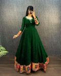TRADITIONAL VISCOSE GEORGETTE EMBROIDERY HAND WORK WITH TUSSER SILK BOREDR GOWN WITH DIGITAL PRINTED DUPATTA PARTY WEAR WHOLESALE PRICE ETHNIC GARMENT (6)