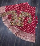 TRADITIONAL VISCOSE JACQUARD WORK LEHENGA WITH GEORGETTE EMBROIDERY SEQUENCE WORK TOP PARTY WEAR WHOLESALE PRICE ETHNIC GARMENT (2)
