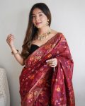 TRENDING BANARASI SOFT SILK KASHMIRI WEAVING WORK SAREE WITH UNSTITCHED BLOUSE PARTY WEAR WHOLESALE PRICE ETHNIC GARMENT (2)