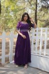 TRENDING BLOOMING GEORGETTE EMBROIDERY BEADS WORK GOWN PARTY WEAR WHOLESALE PRICE ETHNIC GARMENT (10)