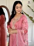TRENDING CHANDERI SILK EMBROIDREY WORK TOP BOTTOM WITH DUPATTA PARTY WEAR WHOLESALE PRICE ETHNIC GARMENT (4)