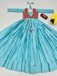 TRENDING CHINON BANDHEJ SEQUENCE WORK GOWN WITH ATTACHED KOTI FESTIVE WEAR WHOLESALE PRICE ETHNIC GARMENT (3)