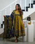TRENDING COTTON HAND WORK PRINTED GOWN BOTTOM WITH DUPATTA MEHNDI
