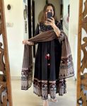 TRENDING COTTON HAND WORK PRINTED GOWN BOTTOM WITH DUPATTA BLACK