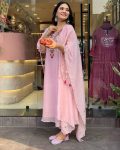 TRENDING COTTON SILK EMBROIDERY WORK TOP BOTTOM WITH DUPATTA PARTY WEAR WHOLESALE PRICE ETHNIC GARMENT (4)