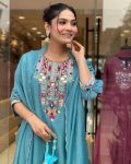 TRENDING COTTON SILK EMBROIDERY WORK TOP BOTTOM WITH DUPATTA PARTY WEAR WHOLESALE PRICE ETHNIC GARMENT (9)