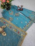 TRENDING GEORGETTE EMBROIDERY SEQUENCE CODING WORK TOP PALAZZO WITH DUPATTA PARTY WEAR WHOLESALE PRICE ETHNIC GARMENT (3)