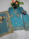 TRENDING GEORGETTE EMBROIDERY SEQUENCE CODING WORK TOP PALAZZO WITH DUPATTA PARTY WEAR WHOLESALE PRICE ETHNIC GARMENT (3)