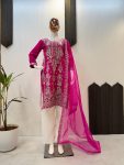 TRENDING GEORGETTE EMBROIDERY SEQUENCE LACE WORK TOP BOTTOM WITH DUPATTA PARTY WEAR WHOLESALE PRICE ETHNIC GARMENT (5)
