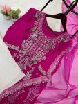 TRENDING GEORGETTE EMBROIDERY SEQUENCE LACE WORK TOP BOTTOM WITH DUPATTA PARTY WEAR WHOLESALE PRICE ETHNIC GARMENT (5)