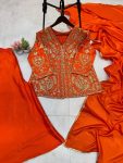 TRENDING GEORGETTE EMBROIDERY SEQUENCE WORK TOP PALAZZO WITH DUPATTA PARTY WEAR WHOLESALE PRICE ETHNIC GARMENT (8)