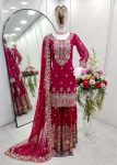 TRENDING GEORGETTE EMBROIDERY SEQUENCE WORK TOP SHARARA WITH DUPATTA PARTY WEAR WHOLESALE PRICE ETHNIC GARMENT (3)
