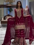 TRENDING GEORGETTE EMBROIDERY SEQUENCE WORK TOP SHARARA WITH DUPATTA PARTY WEAR WHOLESALE PRICE ETHNIC GARMENT (3)