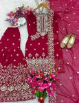 TRENDING GEORGETTE EMBROIDERY SEQUENCE WORK TOP SHARARA WITH DUPATTA PARTY WEAR WHOLESALE PRICE ETHNIC GARMENT (3)