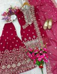 TRENDING GEORGETTE EMBROIDERY SEQUENCE WORK TOP SHARARA WITH DUPATTA PARTY WEAR WHOLESALE PRICE ETHNIC GARMENT (3)