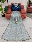 TRENDING JIMMY CHOO EMBROIDERY SEQUENCE WORK SAREE WITH UNSTITCHED BLOUSE PARTY WEAR WHOLESALE PRICE ETHNIC GARMENT (7)