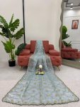 TRENDING JIMMY CHOO EMBROIDERY SEQUENCE WORK SAREE WITH UNSTITCHED BLOUSE PARTY WEAR WHOLESALE PRICE ETHNIC GARMENT (7)