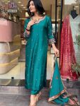 TRENDING ROMAN SILK EMBROIDERY SEQUENCE WORK TOP BOTTOM WITH DUPATTA PARTY WEAR WHOLESALE PRICE ETHNIC GARMENT (9)