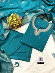 TRENDING ROMAN SILK EMBROIDERY SEQUENCE WORK TOP BOTTOM WITH DUPATTA PARTY WEAR WHOLESALE PRICE ETHNIC GARMENT (9)