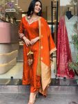 TRENDING ROMAN SILK EMBROIDERY SEQUENCE WORK TOP BOTTOM WITH DUPATTA PARTY WEAR WHOLESALE PRICE ETHNIC GARMENT (12)