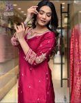 TRENDING ROMAN SILK EMBROIDERY SEQUENCE WORK TOP BOTTOM WITH DUPATTA PARTY WEAR WHOLESALE PRICE ETHNIC GARMENT (19)