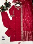 TRENDING ROMAN SILK EMBROIDERY SEQUENCE WORK TOP BOTTOM WITH DUPATTA PARTY WEAR WHOLESALE PRICE ETHNIC GARMENT (19)