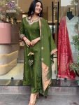 TRENDING ROMAN SILK EMBROIDERY SEQUENCE WORK TOP BOTTOM WITH DUPATTA PARTY WEAR WHOLESALE PRICE ETHNIC GARMENT (25)