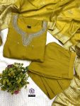 TRENDING ROMAN SILK EMBROIDERY SEQUENCE WORK TOP BOTTOM WITH DUPATTA PARTY WEAR WHOLESALE PRICE ETHNIC GARMENT (2)