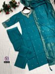 TRENDING ROMAN SILK EMBROIDERY SEQUENCE WORK TOP BOTTOM WITH DUPATTA PARTY WEAR WHOLESALE PRICE ETHNIC GARMENT (9)
