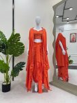 TRENDING SATIN SILK THREAD SEQUENCE WORK STITCHED DHOTI STYLE SKIRT WITH JACKET AND UNSTITCHED BLOUSE PARTY WEAR WHOLESALE PRICE ETHNIC (3)