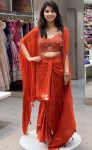 TRENDING SATIN SILK THREAD SEQUENCE WORK STITCHED DHOTI STYLE SKIRT WITH JACKET AND UNSTITCHED BLOUSE PARTY WEAR WHOLESALE PRICE ETHNIC (3)