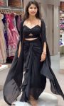 TRENDING SATIN SILK THREAD SEQUENCE WORK STITCHED DHOTI STYLE SKIRT WITH JACKET AND UNSTITCHED BLOUSE PARTY WEAR WHOLESALE PRICE ETHNIC (6)
