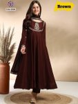 TRENDING SILK ZARI EMBROIDERY SEQUENCE WORK TOP BOTTOM WITH DUPATTA BROWN