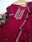 TRENDING VICHITRA SILK EMBROIDERY THREAD SEQUENCE WORK TOP BOTTOM WITH DUPATTA PARTY WEAR WHOLESALE PRICE ETHNIC GARMENT (5)